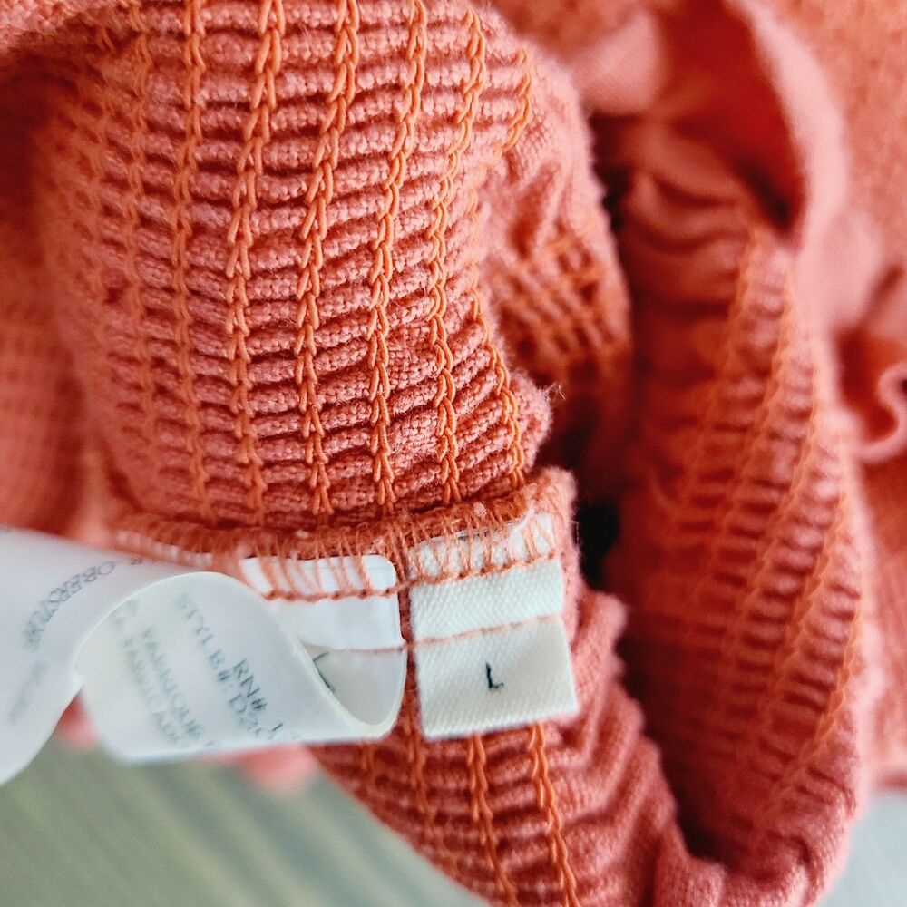 Revolve Capulet Linen Mini‎ Dress L Orange Smocked Resort Vacation - Picture 7 of 11